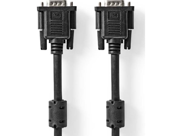 Nedis CCGL59000BK20, 2 m, VGA (D-Sub), VGA (D-Sub), Hankjønn, Hankjønn, Sort