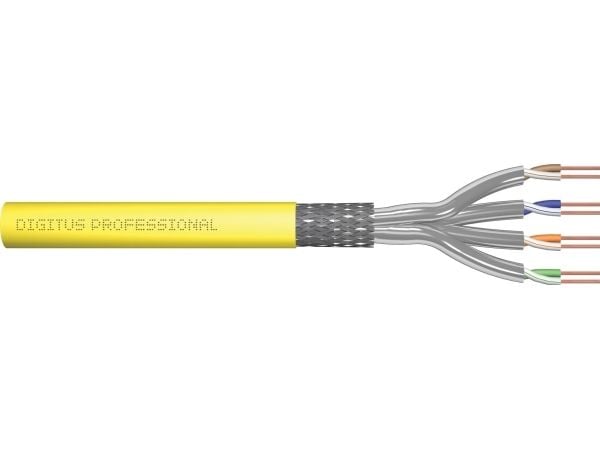 DIGITUS - Installation cable - 500 m - 7.8 mm - S/FTP - simpleks - CAT 7a - IEEE 802.5/IEEE 802.3 - halogenfri, solid, 10 Gigabit Ethernet - gul, R...