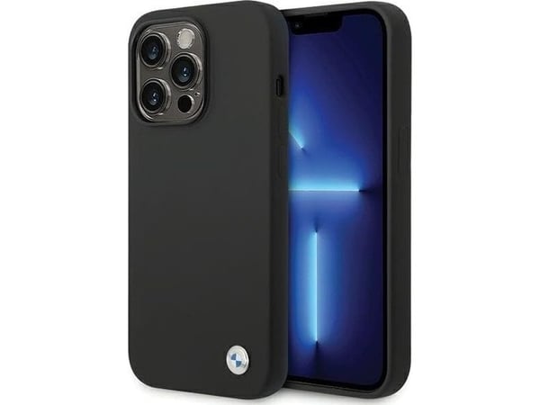 BMW BMHCP15XSILBK hardt deksel iPhone 15 Pro Max 6,7" svart silikon metall-logo