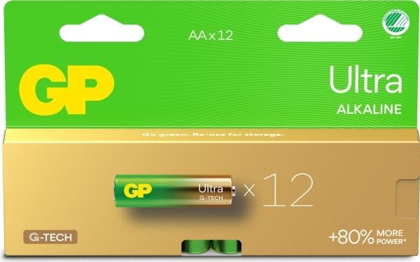 GP Batteries Ultra Alkaline GP15AU, Engangsbatteri, AA, LR06, Alkalinsk, 1,5 V, 12 stykker, Cd (kadmium), Hg (kvikksølv)