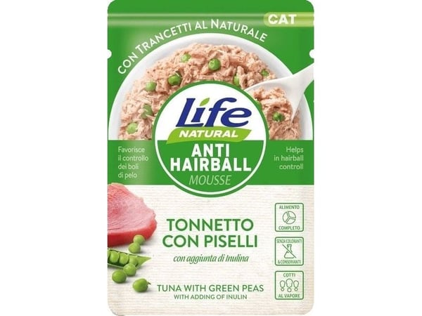 Life Pet Care LIFE CAT våtfôr 70 g ANTI-HAIRBALL tunfisk + grønne erter /30