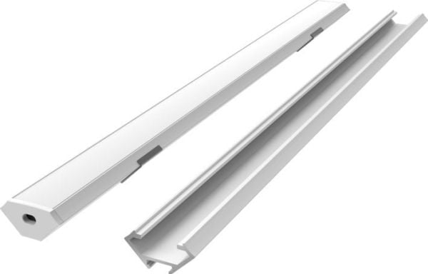 LED Line Prime LED-profilsett, 2 m, kantprofil, hvit, med hvitt deksel, festebeslag og klemmer