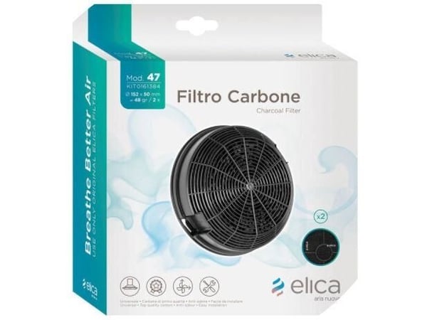 Elica CFC0141497, Liesituulettimen suodatin, Musta, Puuhiili, Elica, Missy, Box, 155 mm