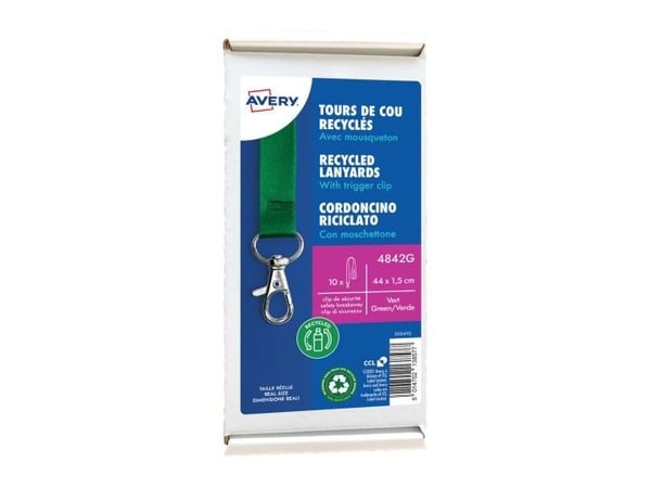 Avery 4842G, Grön, Metall, Polyester, 15 mm, 440 mm, 10 styck