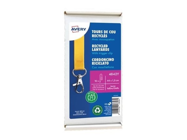 Avery 4842Y, Passerkortssnodd, Gul, 10 styck, Metall, Polyetentereftalat (PET), 44 cm, 15 mm