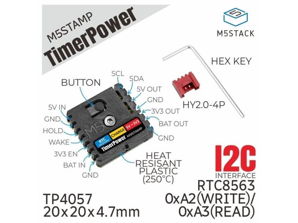 M5Stack S005, Utvidelseskort, M5, M5Stack, Sort, 0 - 60 °C, 3.3 V