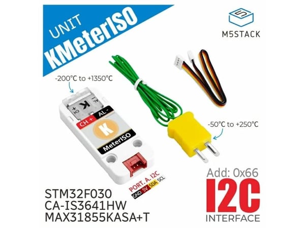 M5Stack Kmeter Isolation Unit, Termisk sensor, M5Stack, Multifärg, Vit, 24 mm, 9,6 mm, 56 mm