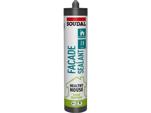 SOUDAL Façade Sealant Healthy House er en neutral, elastisk, en-komponent fugemasse af høj kvalitet baseret på SMX-polymer. Grå 290ml