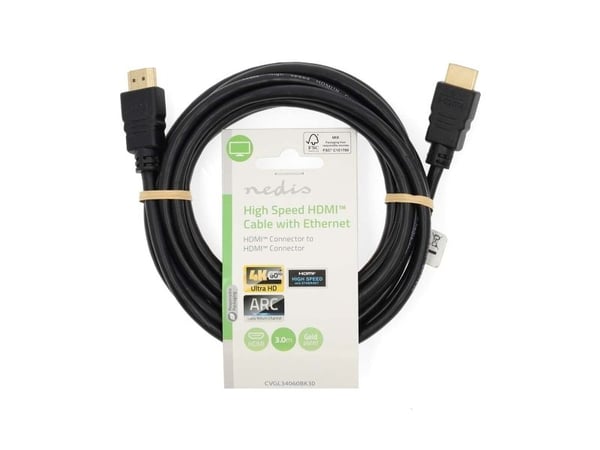 Nedis CVGL34060BK30, 3 m, HDMI Type A (Standard), HDMI Type A (Standard), Audio Return Channel (ARC), lajittelu