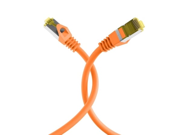 RJ45 patchkabel S/FTP, Cat.6A, LSZH, Cat.7 råkabel, 0,15m, oransje Den skjermede Cat.6A RJ45 patchkabelen sikrer svært gode egenskaper for 10 Gigab...