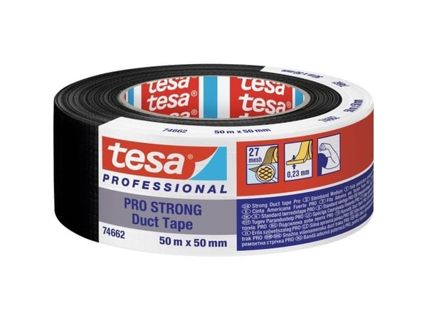 Tesa Gewebeband Pro Strong duct tape Schwarz, 50 m x 50 mm (66462-00002-00)