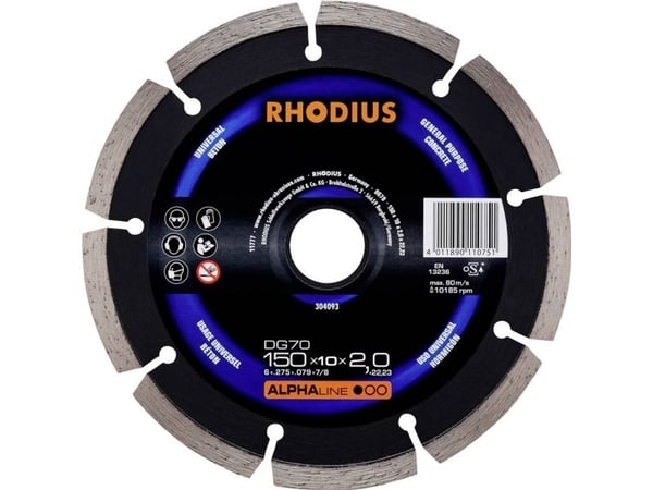 Rhodius 304093 diamant kappeskive 150 mm 22,23 mm, 1 stk