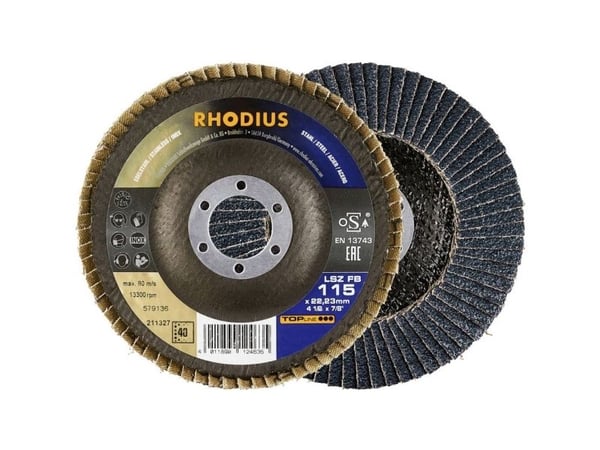 Rhodius 211327 lamellslipskiva Ø 115 mm, håldiameter 22,23 mm, kornstorlek 40, rostfritt stål/stål (1 st)