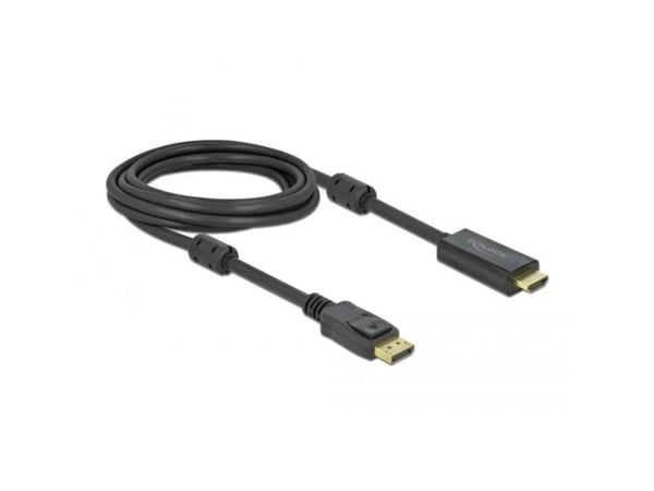 Delock - Adapterkabel - DisplayPort hann låsing til HDMI hann - 3 m - trippel beskyttelse - svart - 4K-støtte, aktiv