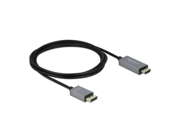 Delock - Adapterkabel - DisplayPort hann til HDMI hann - 2 m - grå, svart - 4K-støtte, aktiv