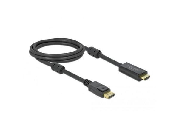 Delock - Adapterkabel - DisplayPort hann låsing til HDMI hann - 2 m - trippel beskyttelse - svart - 4K-støtte, aktiv