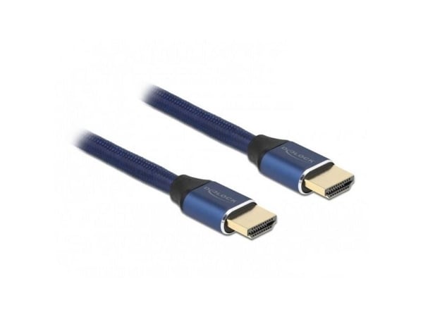 Delock - Ultra High Speed - HDMI-kabel - HDMI hann til HDMI hann - 2 m - trippel beskyttelse - blå - gullglimtkontakter, 8 K 60 Hz (7680 x 4320) st...