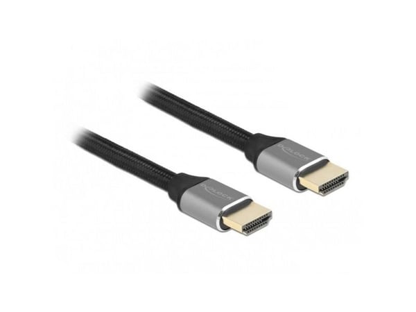 Delock - Ultra High Speed - HDMI-kabel - HDMI hann til HDMI hann - 1 m - trippel beskyttelse - grå - gullglimtkontakter, 8 K 60 Hz (7680 x 4320) st...