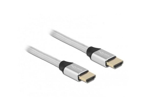 Delock - Ultra High Speed - HDMI-kabel - HDMI hann til HDMI hann - 3 m - trippel beskyttelse - sølv - gullglimtkontakter, 8 K 60 Hz (7680 x 4320) s...