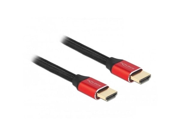 Delock - Ultra High Speed - HDMI-kabel - HDMI hann til HDMI hann - 3 m - trippel beskyttelse - svart, rød - gullglimtkontakter, 8 K 60 Hz (7680 x 4...