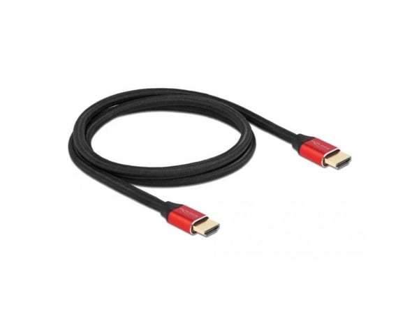 Delock - Ultra High Speed - HDMI-kabel - HDMI hann til HDMI hann - 1 m - trippel beskyttelse - rød - gullglimtkontakter, 8 K 60 Hz (7680 x 4320) st...