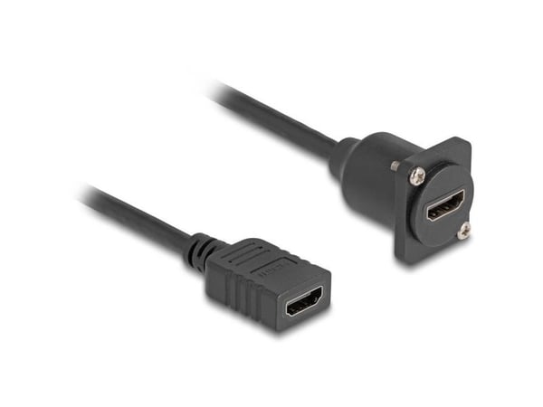 Delock D-tyypin HDMI-kaapeli pistorasiasta pistorasiaan musta 20 cm