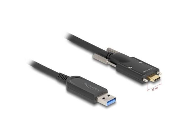 Delock - USB-kabel - USB-type A (hann) til 24 pin USB-C (hann) skrubar - USB 2.0 - 900 mA - 7.5 m - Active Optical Cable (AOC), up to 10 Gbps data ...