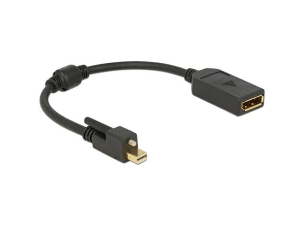 Delock - DisplayPort-sovitin - DisplayPort (hun) til Mini DisplayPort (han) - 25 cm - tommelskruer - sort