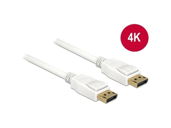 Delock - DisplayPort-kabel - DisplayPort (hann) til DisplayPort (hann) - 5 m - 4K-støtte - hvit
