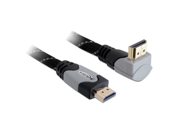 Delock High Speed HDMI with Ethernet - HDMI-kabel med Ethernet - HDMI hann til HDMI hann - 2 m - 90° kontakt