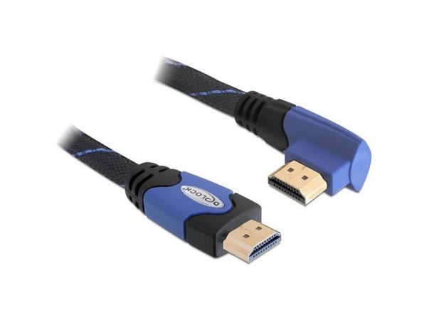 Delock High Speed HDMI with Ethernet - HDMI-kabel med Ethernet - HDMI hann til HDMI hann - 1 m - 90° kontakt