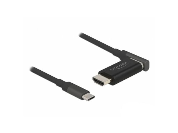 Delock - Adapterkabel - USB-C hann til HDMI hann vinklet, avtakbar og magnetisk - 1.2 m - svart - støtte for 4K 60 Hz (3840 x 2160)