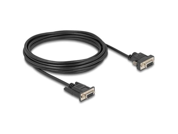 Delock - Seriell kabel - DB-9 (hunn) til DB-9, 5,5 x 2,1 mm DC-jakk (hunn) - 3 A - 5 m - tommelskruer, støtter RS-232 seriell grensesnitt - svart