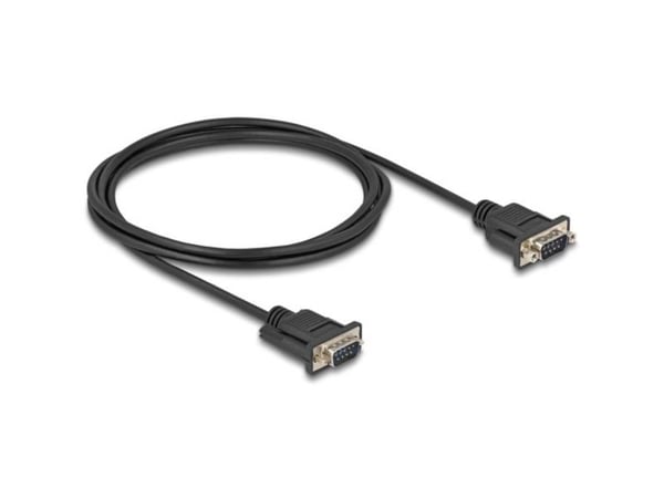 Delock - Seriell kabel - DB-9 (hann) til DB-9 (hann) - 2 m - tommelskruer, støtter RS-232 seriell grensesnitt, gullbelagte kontakter - svart