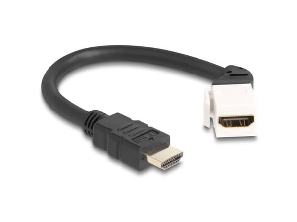 Delock - HDMI-kabel - HDMI hunn angled, keystone til HDMI hann - 20 cm - svart/hvit - 8 K 60 Hz (7680 x 4320) støtte