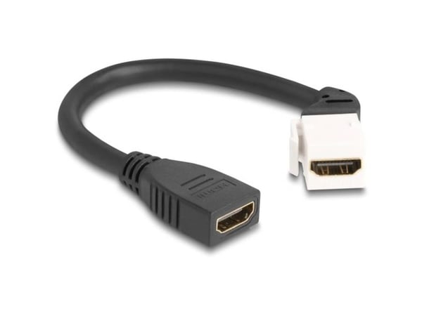 Delock - HDMI-kabel - HDMI hunn angled, keystone til HDMI hunn - 20 cm - svart/hvit - 8 K 60 Hz (7680 x 4320) støtte
