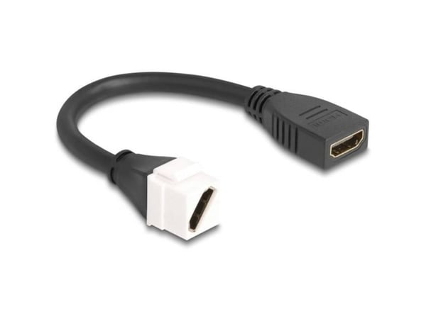 DeLOCK 90326, Flat/vinklet, Hvit, Sort, HDMI, HDMI, Hunnplugg, Hunnplugg