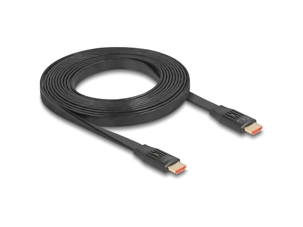 Delock - High Speed - HDMI-kabel med Ethernet - HDMI hann til HDMI hann - 3 m - svart - flat, støtter 21:9 kinosideforhold, 8 K 60 Hz (7680 x 4320)...