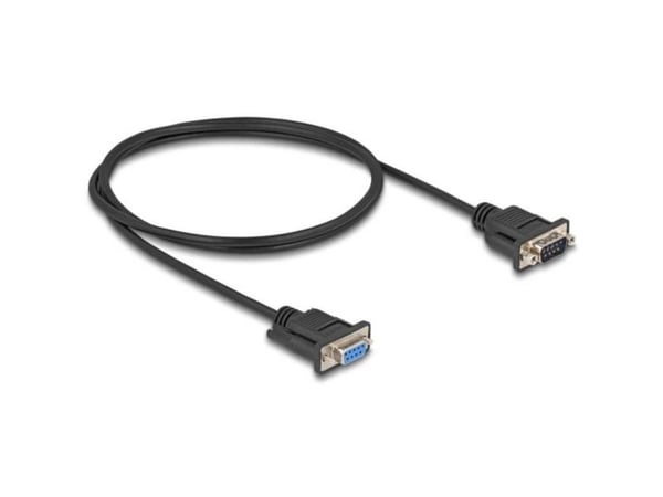 Delock - Seriell kabel - DB-9 (hann) til DB-9 (hunn) - 1 m - tommelskruer, støtter RS-232 seriell grensesnitt - svart