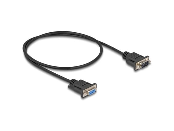 Delock - Seriell kabel - DB-9 (hann) til DB-9 (hunn) - 50 cm - tommelskruer, støtter RS-232 seriell grensesnitt - svart