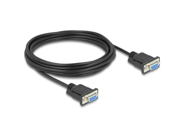 Delock - Seriell kabel - DB-9 (hunn) til DB-9 (hunn) - 5 m - tommelskruer, støtter RS-232 seriell grensesnitt - svart