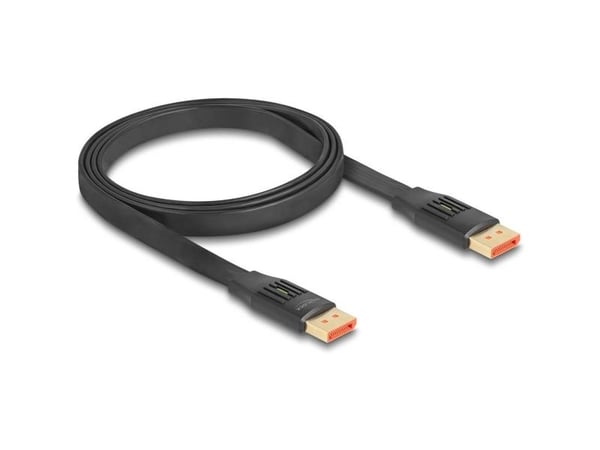 Delock - DisplayPort-kabel - DisplayPort (hann) til DisplayPort (hann) - DisplayPort 1.4 - 1 m - 8K 60Hz støtte, flat ribbon - svart