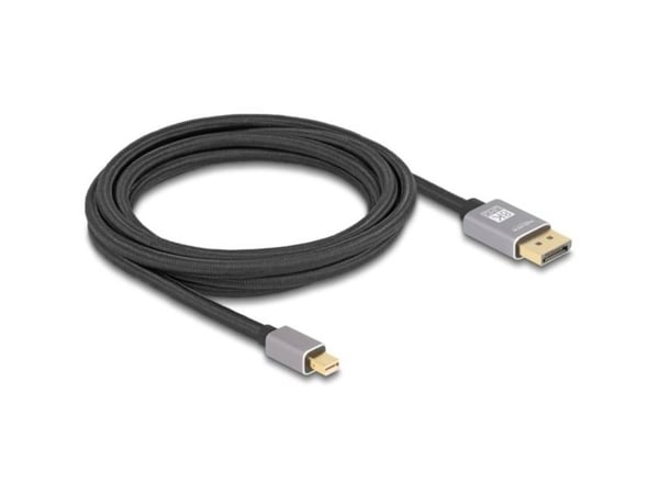Delock - DisplayPort-kabel - Mini DisplayPort (hann) til DisplayPort (hann) - DisplayPort 1.4 - 3 m - 8K 60Hz støtte - grå, svart