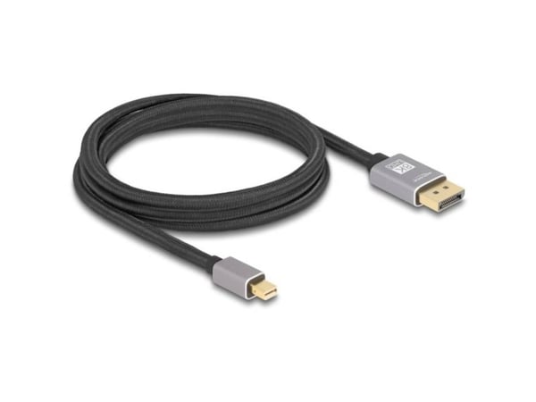 Delock - DisplayPort-kabel - Mini DisplayPort (hann) til DisplayPort (hann) - DisplayPort 1.4 - 2 m - 8K 60Hz støtte - grå, svart