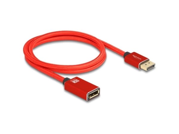 Delock - DisplayPort-forlengelseskabel - DisplayPort (hann) til DisplayPort (hunn) - DisplayPort 1.4 - 1 m - 8K 60Hz støtte - rød