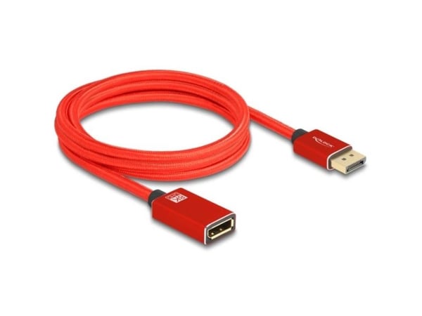 Delock - DisplayPort-forlengelseskabel - DisplayPort (hann) til DisplayPort (hunn) - DisplayPort 1.4 - 2 m - 8K 60Hz støtte - rød