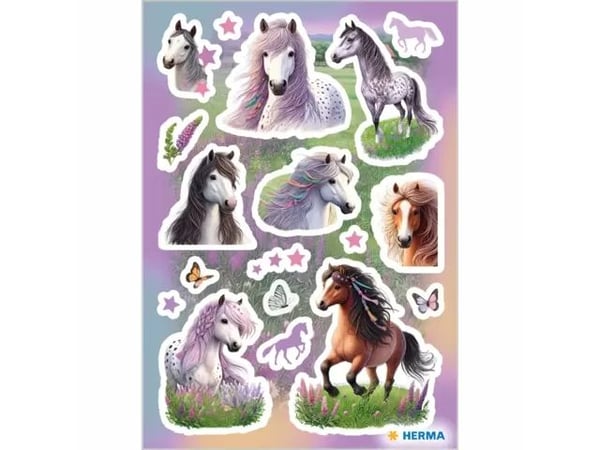 HERMA 15780, Papir, Flerfarget, Dyremønster, Permanent, Horse World, 18 stykker