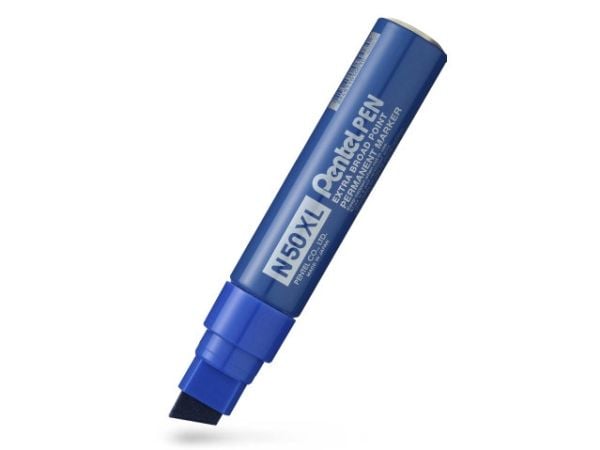 Marker, Pentel, N50XL-C, 8-15MM Skrå spids, blå, permanent - (6 stk.)