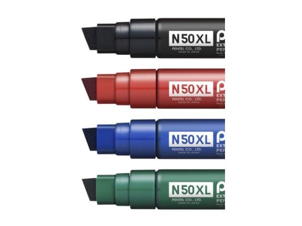 Marker, Pentel, N50XL-C, 8-15MM Skrå spids, blå, permanent - (6 stk.)