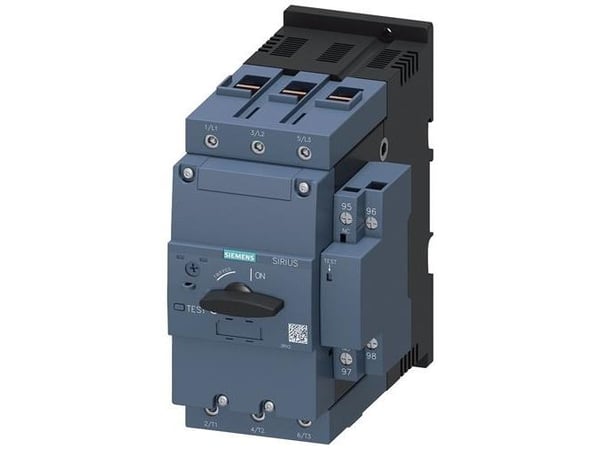 Siemens 3RV2142-4JA10 Strömbrytare 1 st Inställningsområde (ström): 45 - 63 A Kopplingsspänning (max.): 690 V/AC (B x H x D) 90 x 165 x 176 mm
